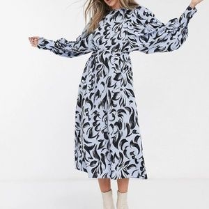TOPSHOP Smudge Oversize Balloon Long Sleeve Dress